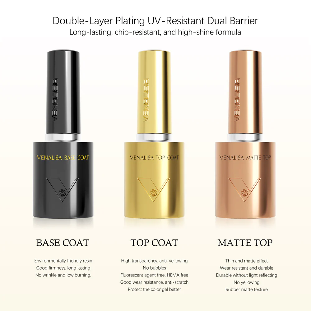 10ML Base Coat No-wipe Top Coat Matte Top Coat Set (3 pcs) TPO Free Hema Free - Image 3