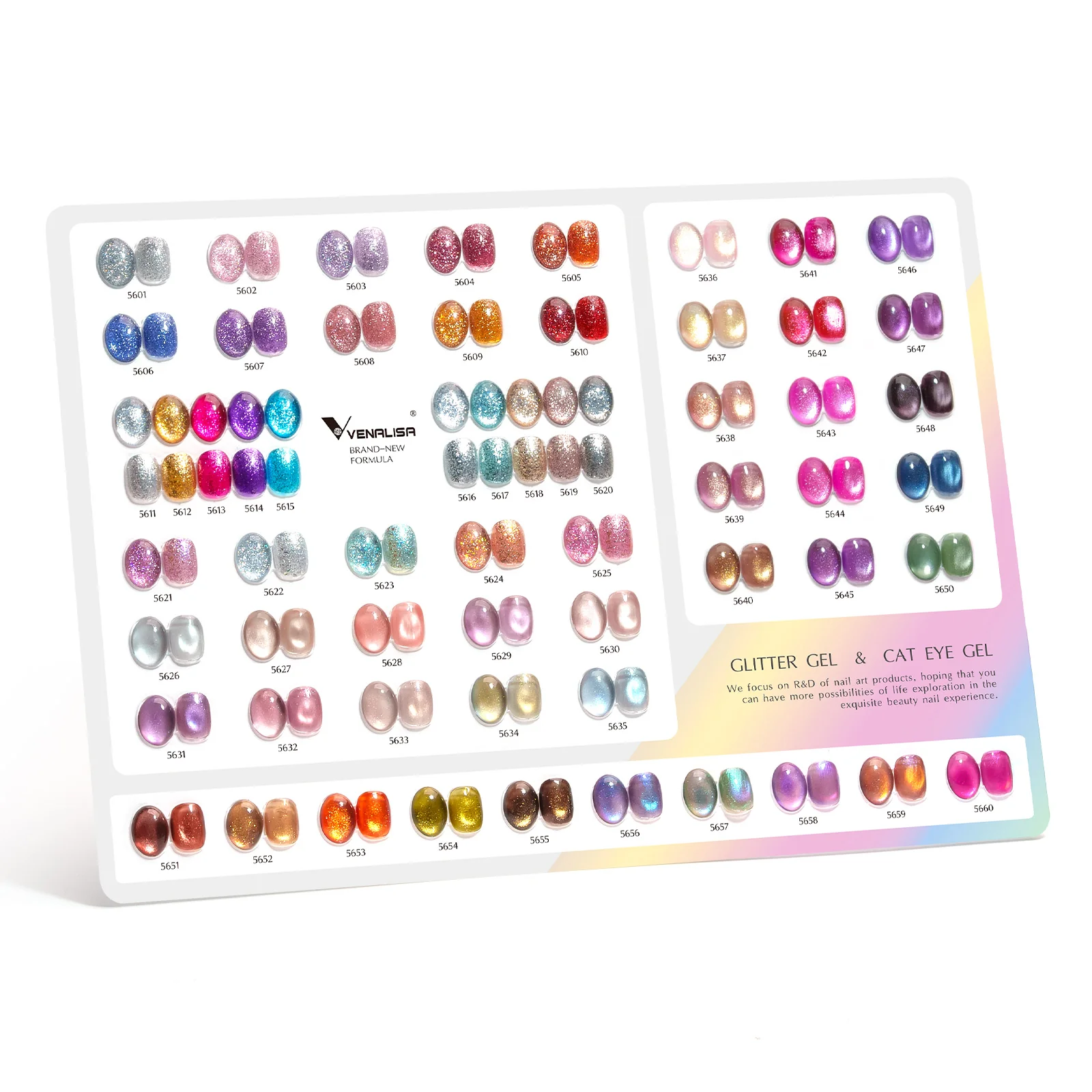 10ML Glitter & Cat Eye Gel 60 Colors Set (With Color Display) TPO Free Hema Free - Image 3
