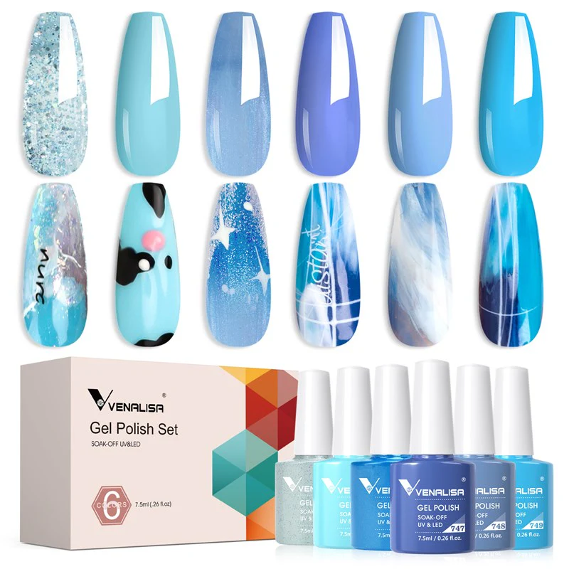 Blue - 6 Colors Gel Polish Set TPO Free Hema Free - Image 5