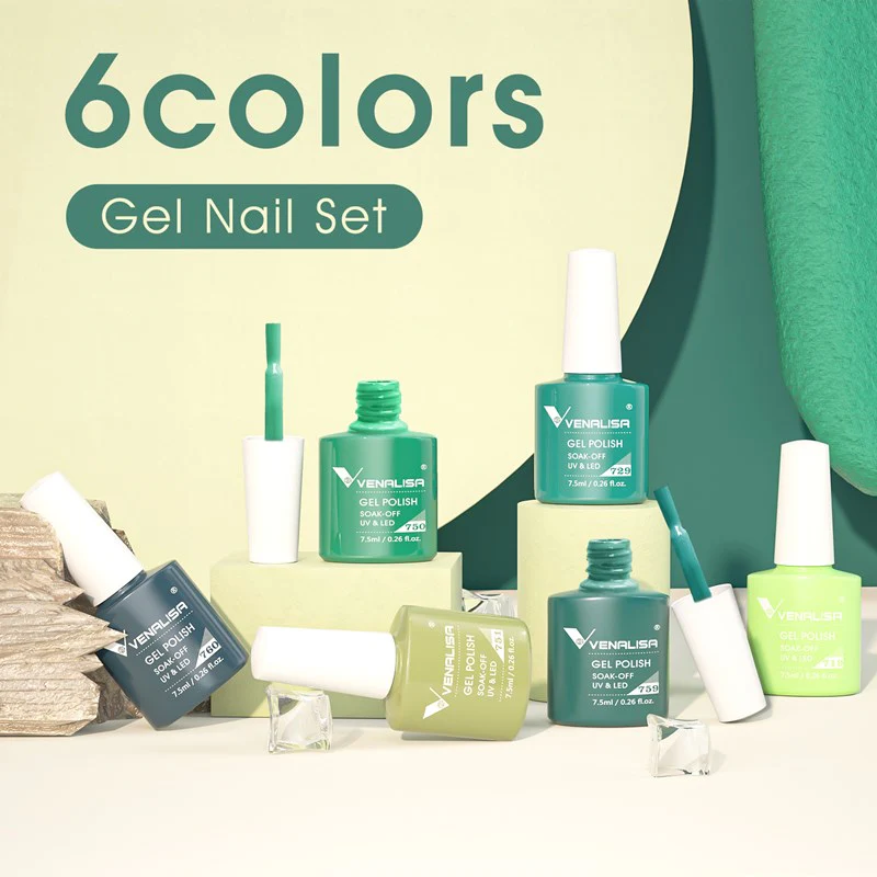 Green - 6 Colors Gel Polish Set TPO Free Hema Free - Image 3