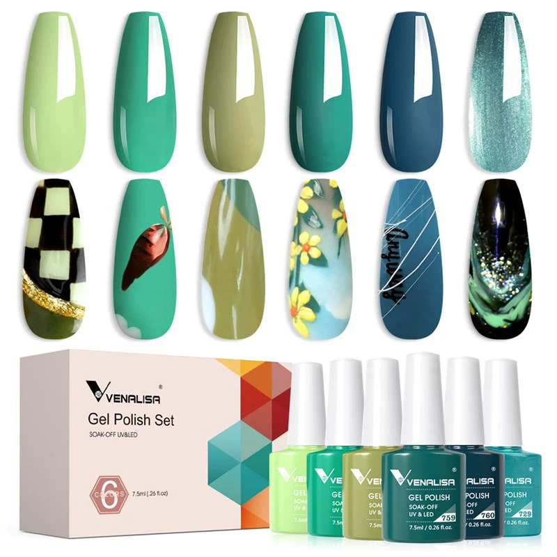 Green - 6 Colors Gel Polish Set TPO Free Hema Free - Image 4