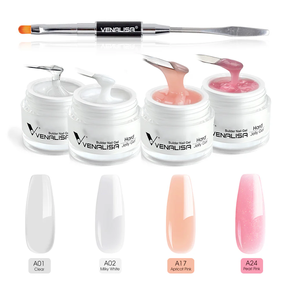 Hard Jelly Builder Gel- 4 Colors With Nail Brush TPO Free Hema Free - Image 4