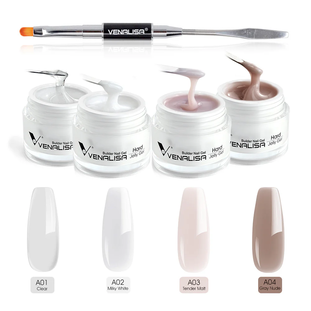 Hard Jelly Builder Gel- 4 Colors With Nail Brush TPO Free Hema Free - Image 5