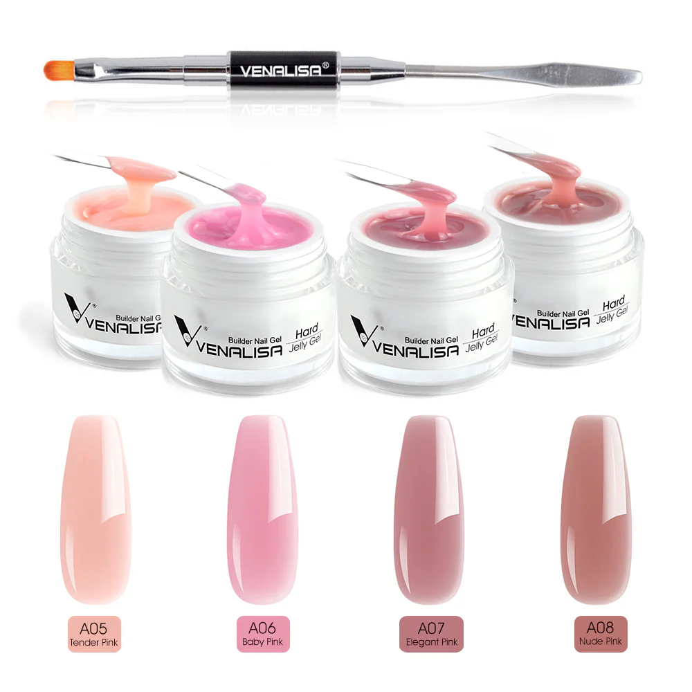 Hard Jelly Builder Gel- 4 Colors With Nail Brush TPO Free Hema Free - Image 6