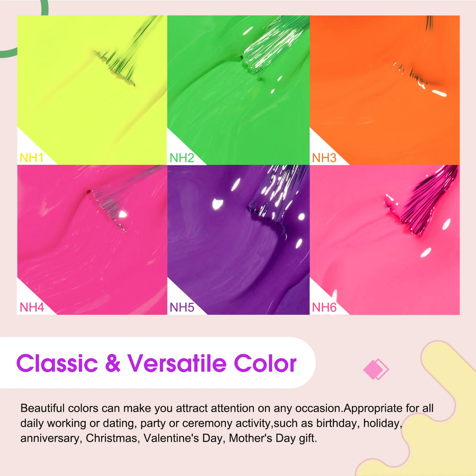 Neon Gel Polish 6 Color Set TPO Free Hema Free - Image 4