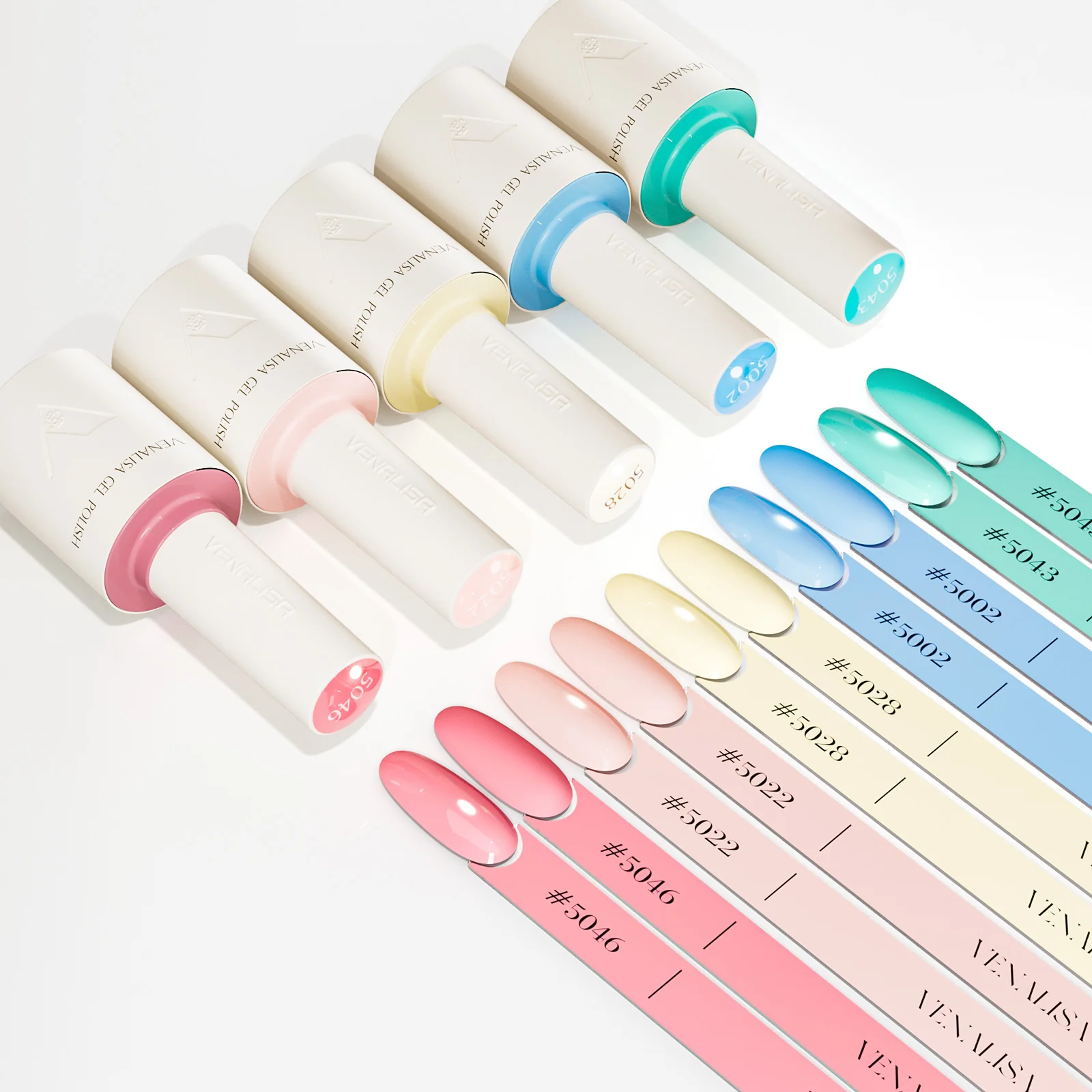 Pastel Whispers- 5 Colors Gel Polish Set (With Nail Tips) TPO Free Hema Free - Image 3