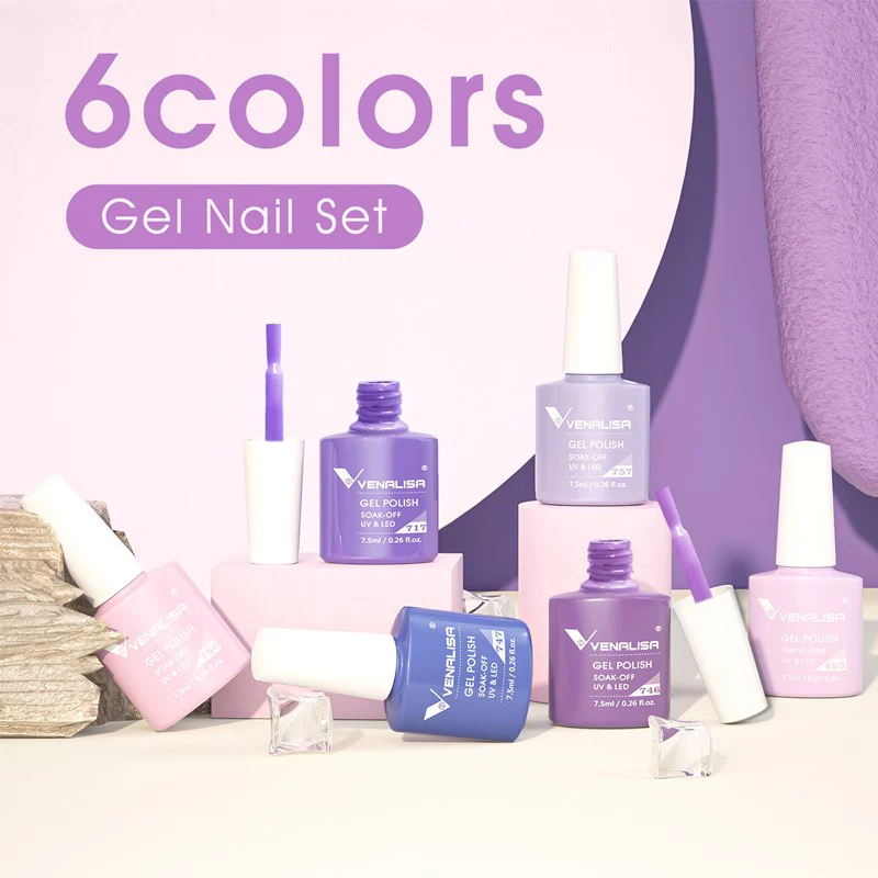 Purple - 6 Colors Gel Polish Set TPO Free Hema Free - Image 4