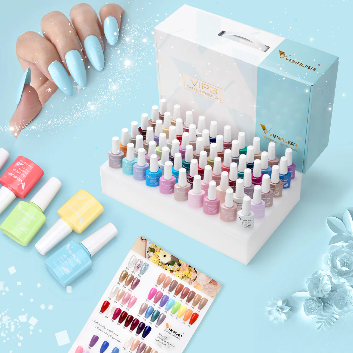 VIP3 Gel Polish Kit 60 Colors TPO Free Hema Free - Image 4