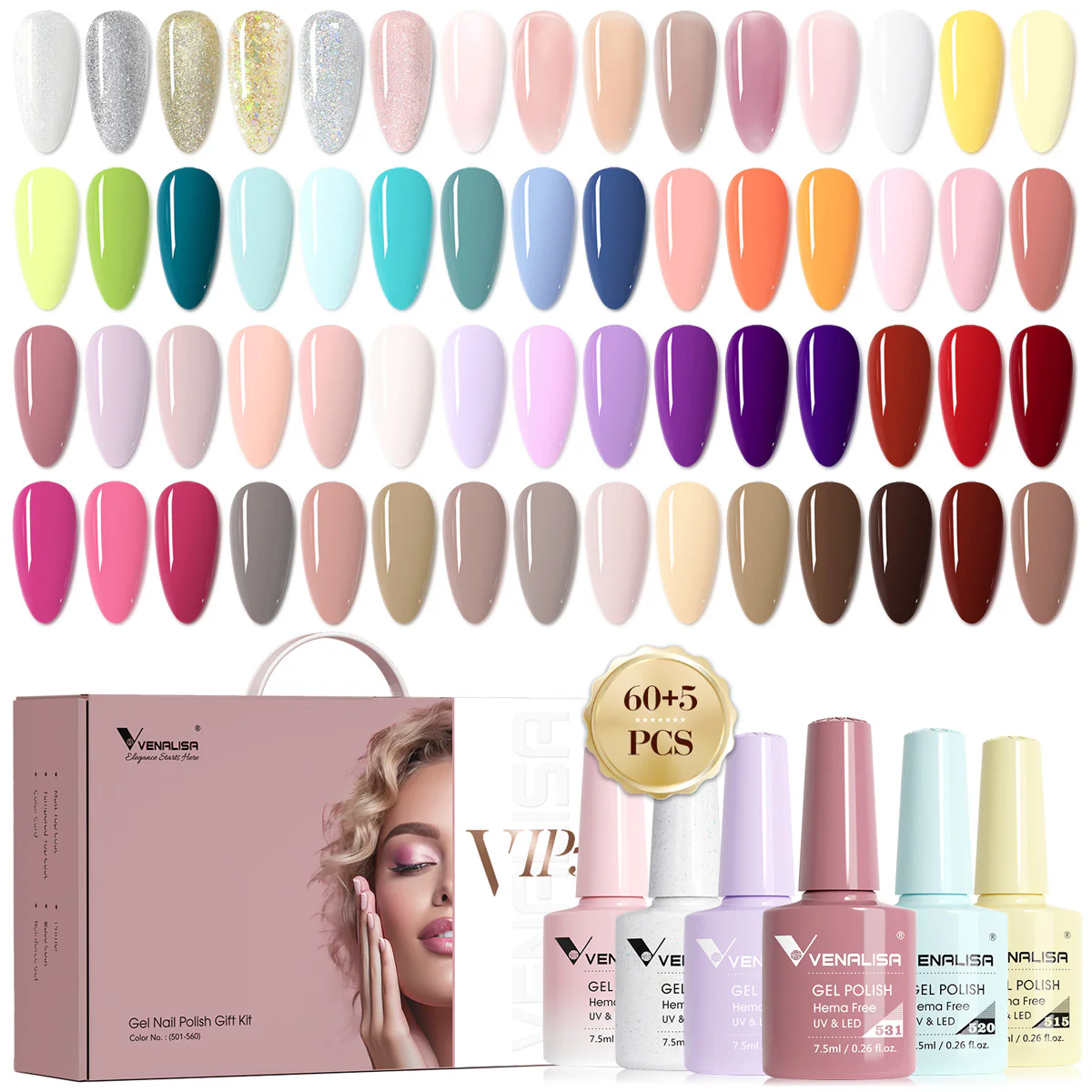 VIP5 Gel Polish Kit 60 Colors TPO Free Hema Free - Image 6