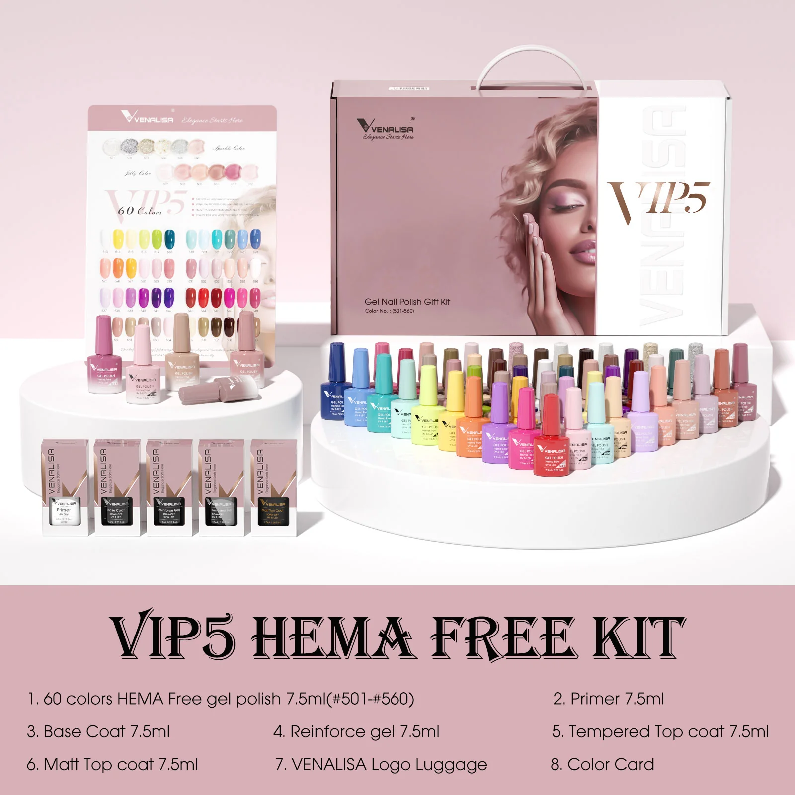 VIP5 Gel Polish Kit 60 Colors TPO Free Hema Free - Image 9